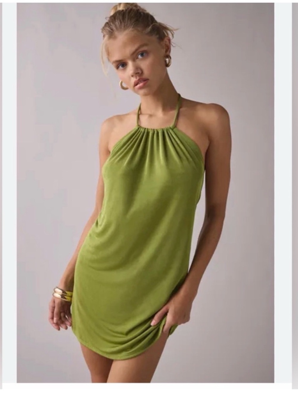 URBAN OUTFITTERS Echo Slinky High-Neck Halter Mini Dress NWOT LG